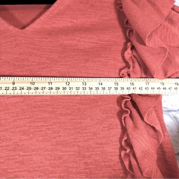 Pilcro Anthropologie Cozy Ruffle Popover Top Bright Red Size XS - Picture 8 of 9